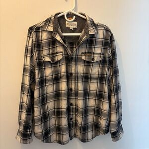 Field & Stream large flannel Blue and cream Plaid Button-Up Shirt *flaw